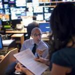 Matt Lauer, co-anchor for the ?Today? show, met with the show's producers in the control room in New York.