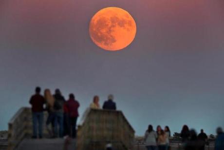 A supermoon rose over Plymouth in 2016. There will be another one overhead this weekend. 
