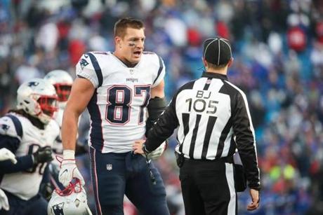 Rob Gronkowski was called for a penalty four time on Sunday. 
