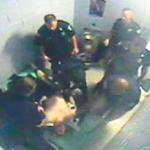 A screen grab from video shot during Joshua K. Messier?s encounter with guards at Bridgewater State Hospital.