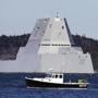 The future USS Michael Monsoor passes Fort Popham travels down the Kennebec River as it heads out to sea for trials, Monday, Dec. 4, 2017, in Phippsburg, Maine. The ship is the second in the stealthy Zumwalt class of destroyers. (AP Photo/Robert F. Bukaty)