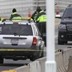 The scene where a Quincy police officer was struck on the Fore River Bridge in Quincy. 