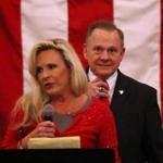 Roy and Kayla Moore at a campaign event on Monday. At the event, Kayla said that she and her husband fellowship with Jews. 