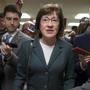 Senator Susan Collins talked to reporters as she boarded the Capitol subway in Washington.