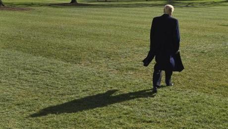 President Trump walked towards Marine One as he departed from the South Lawn of the White House on Saturday.
