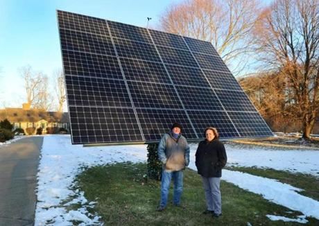 Nearby residents call it an eyesore, but Richard and Lola Eanes are happy with the energy savings their solar setup delivers.
