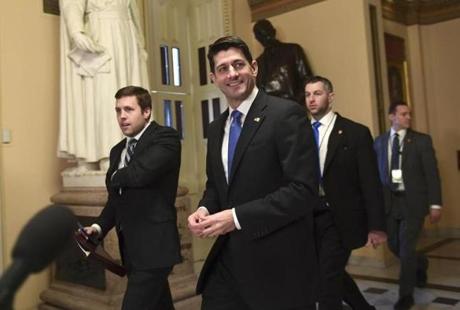 Paul Ryan was all smiles as he walked to the House floor Tuesday. 
