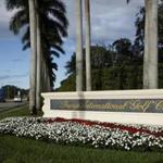 The entrance to International Golf Club in West Palm Beach.
