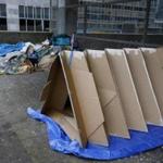 A homeless pop-up tent in Brussels.