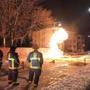 The fire in a 10-inch gas main on Hyde Park Avenue began shortly after 6 p.m., the Boston Fire Department said.