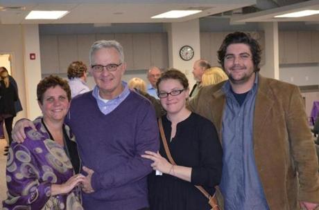 28alzheimers - Judy and Steve Johanson (left) with their daughter-in-law Carly and son Luke at the Alzheimer's Association's office in Waltham in April 2016. (Alzheimer's Association)
