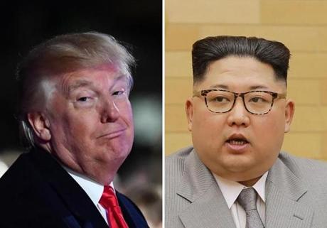 President Donald Trump (left) and Kim Jong-Un. 
