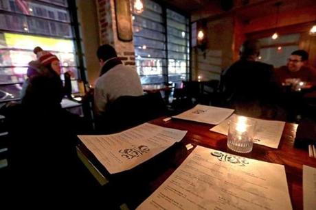 Boston, MA - 1/03/2018 - Open tables are a rarity at Shojo in Chinatown which often has a wait of an hour or more, but reservations are down this week because of cold temperatures. - (Barry Chin/Globe Staff), Section: Business, Reporter: Janelle Nanos, Topic: 04restaurants, LOID: 8.4.555558620.
