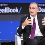 Brian Krzanich, chief executive of Intel, spoke at The New York Times Dealbook Conference in New York last November. Intel and Krzanich are in the hot seat over Meltdown and Spectre, two chip security issues that were disclosed last week.