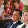 Mitt Romney and Ann Romney attended the press presentation of a newly constructed Mormon temple near Paris in March 2017.