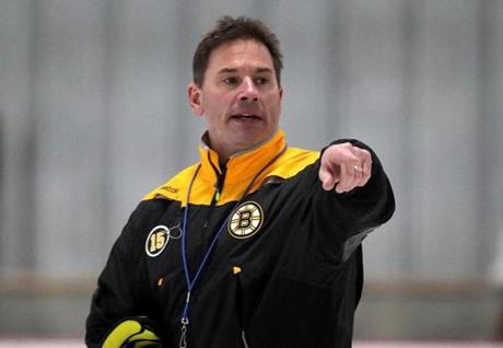 Kanata, ONT - 4/14/2017 - Boston Bruins head coach Bruce Cassidy during Boston Bruins practice in advance of Saturday's Game 2 at the Bell Sensplex in Kanata, ON. - (Barry Chin/Globe Staff), Section: Sports, Reporter: Fluto Shinzawa, Topic: 15Bruins, LOID: 8.3.2221977557.
