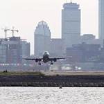 A plane at Logan Airport in Boston.
