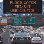 A sign warned of potential flooding this weekend above Route 93 southbound.