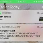A smartphone screen capture showed a false incoming ballistic missile emergency alert sent from the Hawaii Emergency Management Agency system on Saturday.