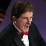Boston, MA 12-27-17: Rene Rancourt is pictured as he does his famous post anthem singing routine. The Boston Bruins hosted the Ottawa Senators in a regular season NHL hockey game at the TD Garden. (Jim Davis/Globe Staff)