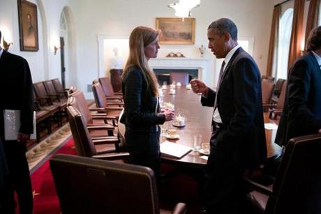 President Obama with US Ambassador to the United Nations Samantha Power in ?The Final Year.?
