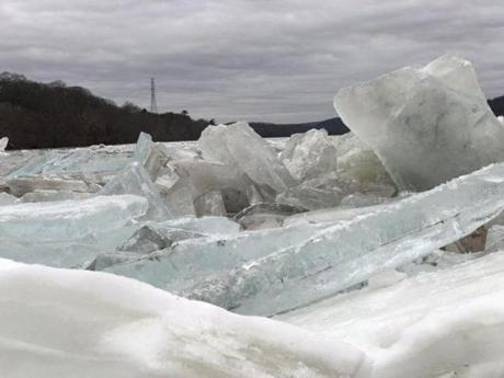Ice Chunks along the Connecticut River caused by an ice dam this week. (Michael Meurs)
