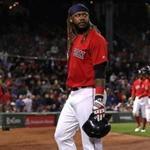 Boston, MA - 9/29/2017 - (6th inning) Boston Red Sox designated hitter Hanley Ramirez (13) walks off the field after grounding out with bases loaded for the third out n the bottom of the sixth inning. The Boston Red Sox host the Houston Astros at Fenway Park. - (Barry Chin/Globe Staff), Section: Sports, Reporter: Peter Abraham, Topic: 30Red Sox-Astros, LOID: 8.3.3877650027.