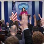 White House Press Secretary Sarah Sanders at the daily briefing on Monday.