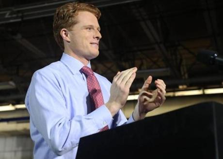 Representative Joe Kennedy III entered the room Tuesday to give one of the Democratic responses to President Trump?s State of the Union.
