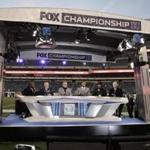 The Fox NFL crew broadcasts from the field before the NFL football NFC championship game between the Philadelphia Eagles and the Minnesota Vikings Sunday, Jan. 21, 2018, in Philadelphia. (AP Photo/Matt Rourke)