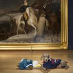 Riley cheered on the New England Patriots in advance of Super Bowl LII at the Museum of Fine Arts.