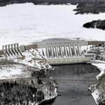 A dam operated by Hydro-Quebec in Baie Comeau, at the Manicouagan Reservoir.
