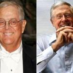 Brothers David (left) and Charles Koch. Charles has ramped up his spending on campus projects from his personal foundation to $100 million a year in 2017, from about $35 million in 2014.