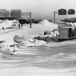 Vehicles were snowbound on Route 128 in the aftermath of a massive blizzard on Feb. 8, 1978. 