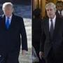 (COMBO) This combination of pictures created on January 24, 2018 shows US President Donald Trump on the South Lawn of the White House in Washington, DC, January 5, 2018, and former FBI Director Robert Mueller, special counsel on the Russian investigation, at the US Capitol in Washington, DC on June 21, 2017. Donald Trump said Wednesday he is willing to be questioned under oath by special prosecutor Robert Mueller, who is leading the investigation into collusion between the US president's election campaign and Russia. According to media reports Mueller, who is examining whether Trump tried to obstruct the Russia investigation, is hoping to interview the president in the coming weeks. / AFP PHOTO / SAUL LOEBSAUL LOEB/AFP/Getty Images