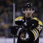Boston Bruins left wing Brad Marchand during the second period of an NHL hockey game in Boston, Tuesday, Jan. 23, 2018. (AP Photo/Charles Krupa)