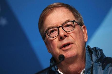 PYEONGCHANG-GUN, SOUTH KOREA - FEBRUARY 09: USOC Chairman Larry Probst addresses the media while attending press conference at the Main Press Centre during previews ahead of the PyeongChang 2018 Winter Olympic Games on February 9, 2018 in Pyeongchang-gun, South Korea. (Photo by Ker Robertson/Getty Images)
