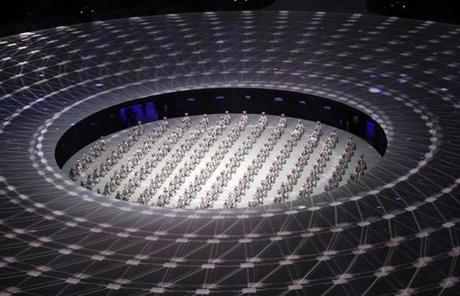 OPENING CEREMONY SLIDER1 Drummers perform during the opening ceremony of the 2018 Winter Olympics in Pyeongchang, South Korea, Friday, Feb. 9, 2018. (AP Photo/Charlie Riedel)
