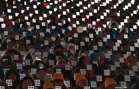 OPENING CEREMONY SLIDER6 People attend the opening ceremony of the Pyeongchang 2018 Winter Olympic Games at the Pyeongchang Stadium on February 9, 2018. / AFP PHOTO / Mark RALSTONMARK RALSTON/AFP/Getty Images
