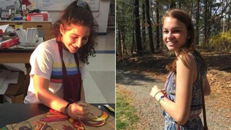 Needham High School junior Talia Newfield (left) was killed. Adrienne Garrido (right) remained in critical condition Sunday morning.
