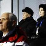 Vice President Mike Pence and North Korean official Kim Yo Jong (top right) sat near each other during the opening ceremony of the Olympics, but they did not speak.