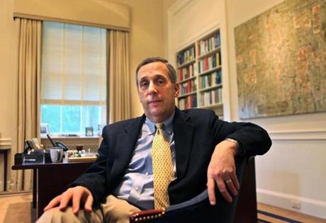 One of Lawrence Bacow?s goals at Tufts University was moving from a merit-based to a need-based system of student aid.
