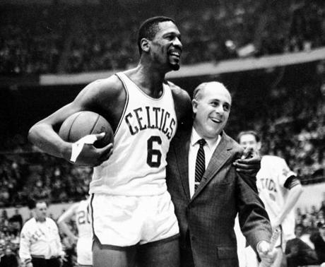 Legendary Boston Celtics center Bill Russell and coach Red Auerbach are forever linked in history.
