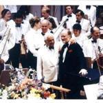 Five Pops concerts in May will consist of compositions by Leonard Bernstein (center left, with John Williams in 1989). Also in May, Williams will return to lead his traditional film night.