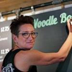 BOSTON, MA - 2/09/2018: Joan Aylward, a go-to chalk artist for Boston-area restaurants. She does colorful chalk-art menus and graphics for roughly 150 restaurants around the city, and is the go-to for projects like this. She does it full time. (David L Ryan/Globe Staff ) SECTION: METRO TOPIC 10chalkartist