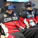 SOUTH KOREA OUT Mandatory Credit: Photo by YONHAP/EPA-EFE/REX/Shutterstock (9354400f) Canadian athletes experience virtual reality (VR) gadgets at the Olympic Village for the PyeongChang Olympics 2018 in Gangneung, Gangwon Province, South Korea, 05 February 2018 (issued 06 February 2018). Pyeongchang 2018 Olympic Games, Gangneung, Korea - 05 Feb 2018