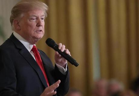 President Trump, in remarks during a brief appearance, called on law enforcement to arrest ?drug pushers,?? said his proposed border wall will block drug smugglers, and spoke admiringly of countries that impose the death penalty on dealers.
