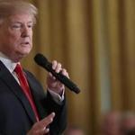 President Trump, in remarks during a brief appearance, called on law enforcement to arrest ?drug pushers,?? said his proposed border wall will block drug smugglers, and spoke admiringly of countries that impose the death penalty on dealers.