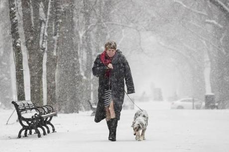 Greater Boston is expected to receive up to 8 inches of snow ? though it may be less ? before the system wears itself out in the pre-dawn hours of Thursday. 
