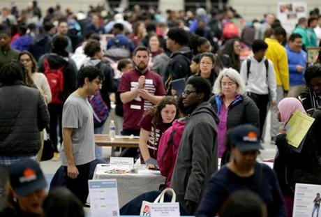 03/10/2018 Boston Ma- Some of the crowd at the Youth job fair at the Reggie Lewis Center. Jonathan Wiggs /Globe Staff Reporter:Topic. 

